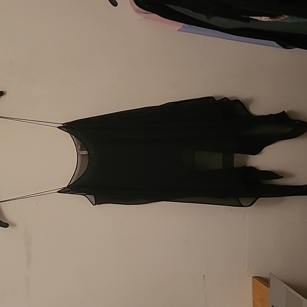 GUESS Sheer Chiffon Strappy Tank Top Size S Black